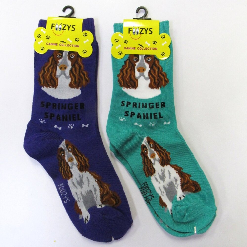 2 Pairs Women's Socks Springer Spaniel Dog Print Foozy's Fun Novelty Gift